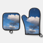 Dunkelweiße Wolken Ofenhandschuh & Topflappen-Set (Vorderseite)