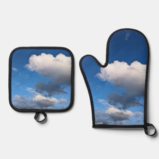 Dunkelweiße Wolken Ofenhandschuh & Topflappen-Set (Vorderseite)