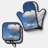 Dunkelweiße Wolken Ofenhandschuh & Topflappen-Set (Vorderseite/Rückseite)