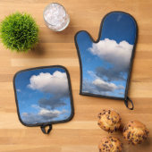 Dunkelweiße Wolken Ofenhandschuh & Topflappen-Set (Oben Unten)