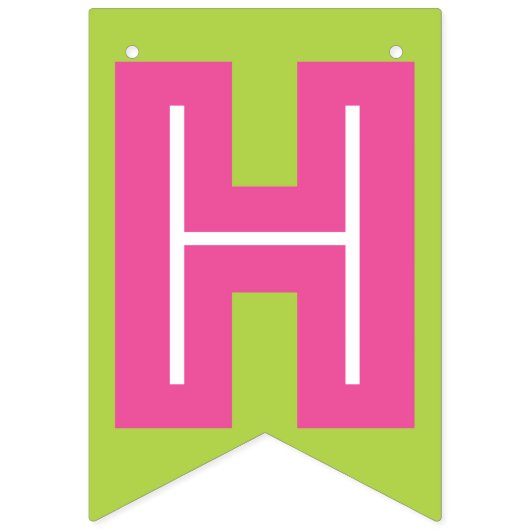 DUNKER PINTEXT & LIME GRÜNE FARBE ☆ GLÜCK BIRTHDAY WIMPELKETTE (Zweite Fahne)