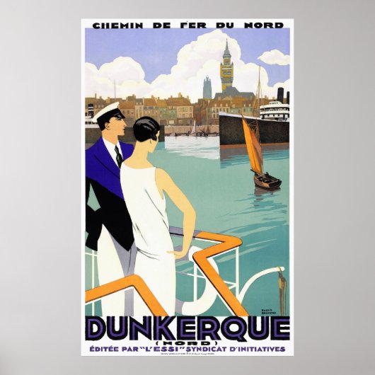 Dunkerque France Vintage Travel Poster restauriert (Vorne)