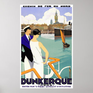Dunkerque Frankreich Vintage Reiseplaner restaurie Poster