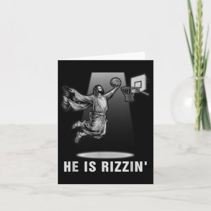 Dunking Jesus er ist Rizzin Basketball Ostern Chri Karte