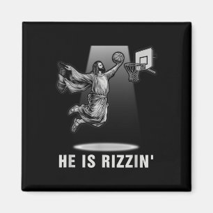 Dunking Jesus er ist Rizzin Basketball Ostern Chri Magnet