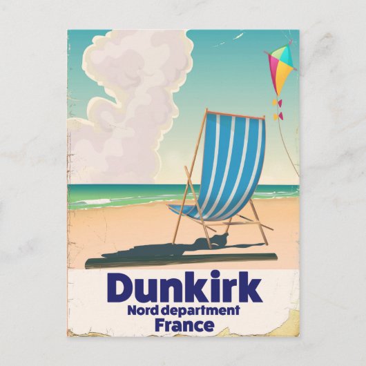 Dünkirchen-Strand-Reiseplakat Postkarte (Vorderseite)