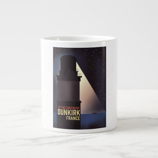 Dunkirk Lighthouse Reiseplakat. Jumbo-Tasse (Vorderseite)