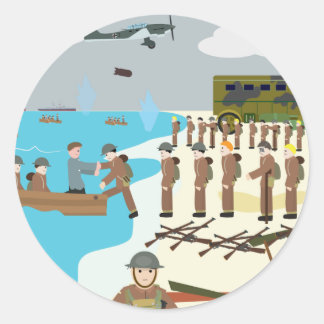 Dunkirk, Zweiter Weltkrieg (einfache Geschichte) Runder Aufkleber
