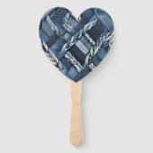 Dunkle, abgenutzte Denim-Patchwork- und Zopf-Arbei Fächer (Rückseite)