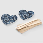 Dunkle, abgenutzte Denim-Patchwork- und Zopf-Arbei Fächer (Non-assembled)