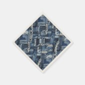 Dunkle, abgenutzte Denim-Patchwork- und Zopf-Optik Serviette (Ecke)