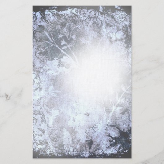 Dunkle Abstrakte Grunge Blumengeschirr Briefpapier (Vorderseite)
