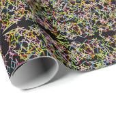 dunkle abstrakte Kunstformen im Kontrast Neonlook Geschenkpapier (Rolleneckpunkt)