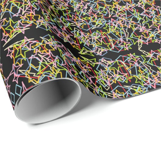 dunkle abstrakte Kunstformen im Kontrast Neonlook Geschenkpapier (Rolleneckpunkt)