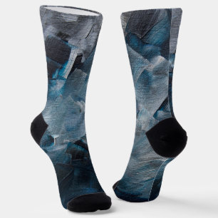 Dunkle Abstrakte Pinselstriche in Blau und Grau Socken