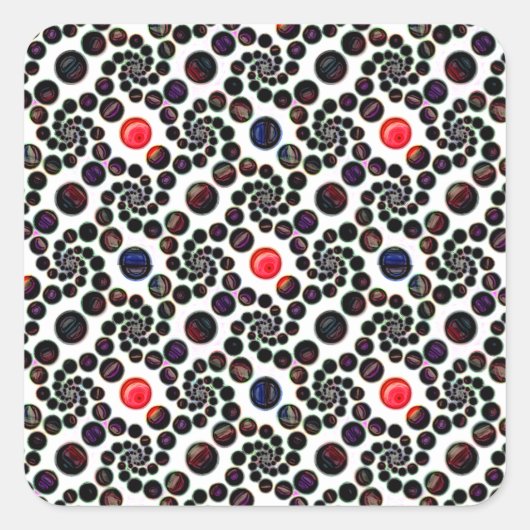 Dunkle Abstrakte Spirale mit Kirschmuster Quadratischer Aufkleber (Vorderseite)