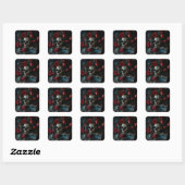 Dunkle Academia Skull-Blume Quadratischer Aufkleber (Blatt)