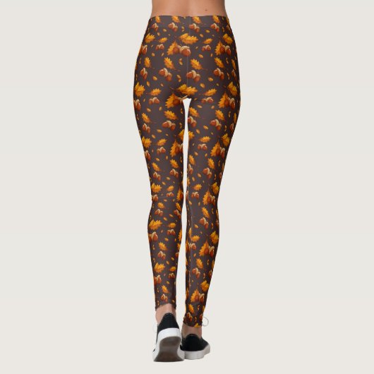 Dunkle Acorns Herbstleaves grau Leggings (Rückseite)