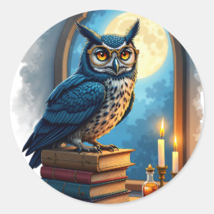 Dunkle Akademie-Eule-Brille-Leseecke gothic Biblio Runder Aufkleber