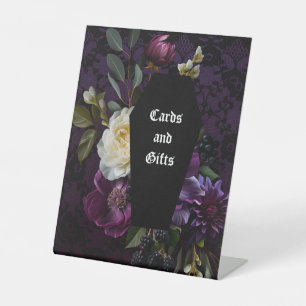 Dunkle Akademie Gothic Floral   Tischnummer Sockelschild