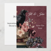 Dunkle Akademie-Gotik Hochzeitsankündigung Einladung (Vorne/Hinten)