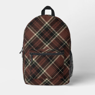Dunkle Akademie Kastanie Kariert Bedruckter Rucksack