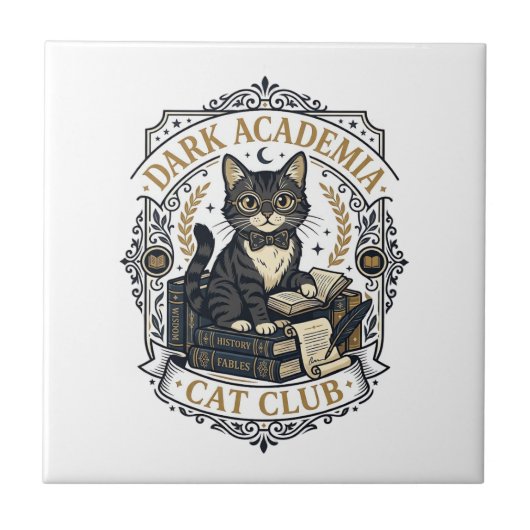 Dunkle Akademie-Katze Vater Geschenkidee - Dunkle Fliese (Vorderseite)