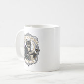 Dunkle Akademie-Katze Vater-Geschenkidee - Dunkle Kaffeetasse (Vorderseite Links)