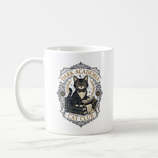 Dunkle Akademie-Katze Vater-Geschenkidee - Dunkle Kaffeetasse (Links)