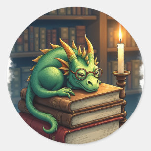 Dunkle Akademie-Lesedrache Sticker Buchwurm Ärmel