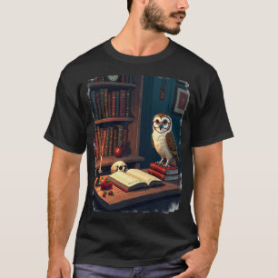 Dunkle Akademie-Lesekammer Eule Eule Brille Vintag T-Shirt