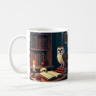Dunkle Akademie-Leseseite Eule Eule Brille Vintage Kaffeetasse