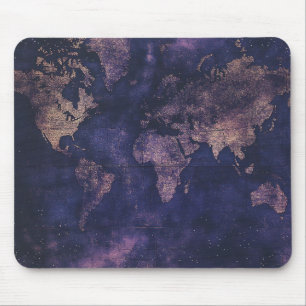 Dunkle Akademie Lila Himmels-Weltkarte Mousepad
