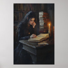 Dunkle Akademie Mädchen liest Kunst gotische Bibli
