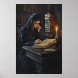 Dunkle Akademie Mädchen liest Kunst gotische Bibli Poster