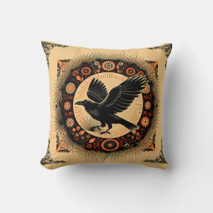 Dunkle Akademie-Mandala-Raben-Kreis Boho-Gotik Kissen