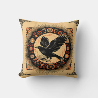 Dunkle Akademie-Mandala-Raben-Kreis Boho-Gotik Kissen