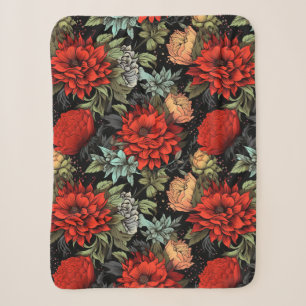 Dunkle Akademie-Maximalist-Rote-Dahlie-Sherpa-Deck Sherpadecke