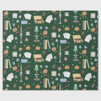 Dunkle Akademie Moody Autumn Green Geschenkpapier