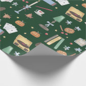 Dunkle Akademie Moody Autumn Green Geschenkpapier (Ecke)