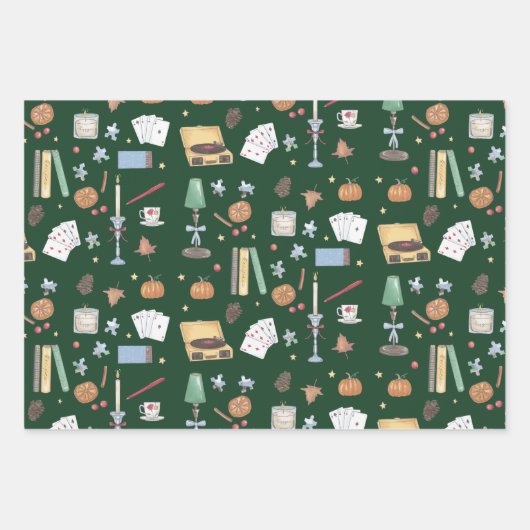 Dunkle Akademie Moody Autumn Green Geschenkpapier Set (Vorderseite 3)