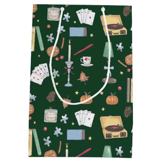 Dunkle Akademie Moody Autumn Green Mittlere Geschenktüte (Rückseite)