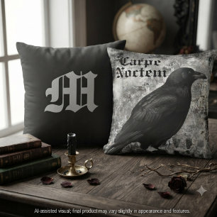 Dunkle Akademie Onyx-Gotik-Rabe Kissen