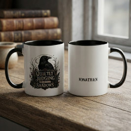 Dunkle Akademie-Onyx-Gotik-Raben-Silhouette Zweifarbige Tasse