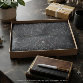 Dunkle Akademie-Onyx-Victorian-Filigran-Rabe Seidenpapier