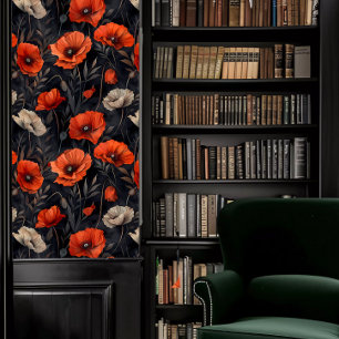 Dunkle Akademie Orange Poppies auf dunklem Hinterg Tapete