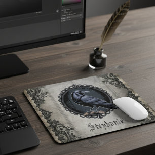 Dunkle Akademie Rabe Krähe Vintage-Stil Mousepad
