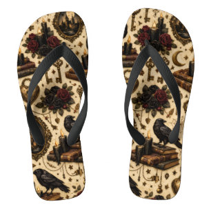 Dunkle Akademie-Raben Flip Flops Badesandalen