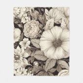 Dunkle Akademie-Sepia-Floral-Botanik Fleecedecke (Vorderseite)