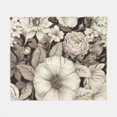 Dunkle Akademie-Sepia-Floral-Botanik Fleecedecke (Vorderseite (Horizontal))
